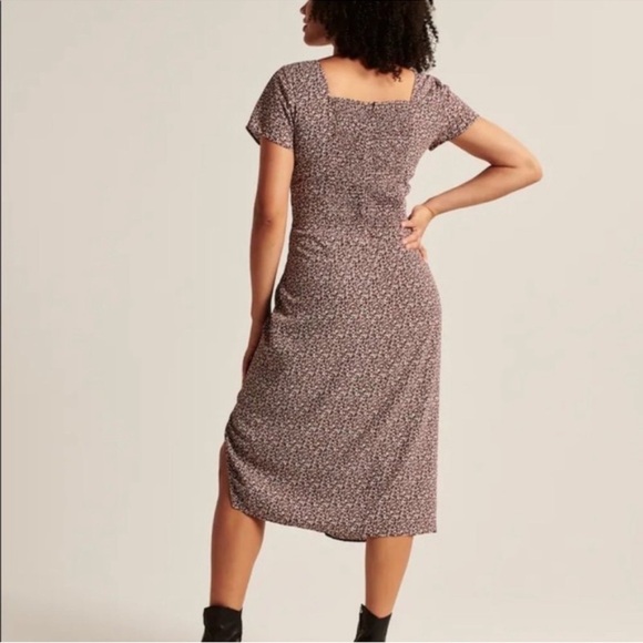 Abercrombie burgundy floral midi dress with side slit - Picture 3 of 9